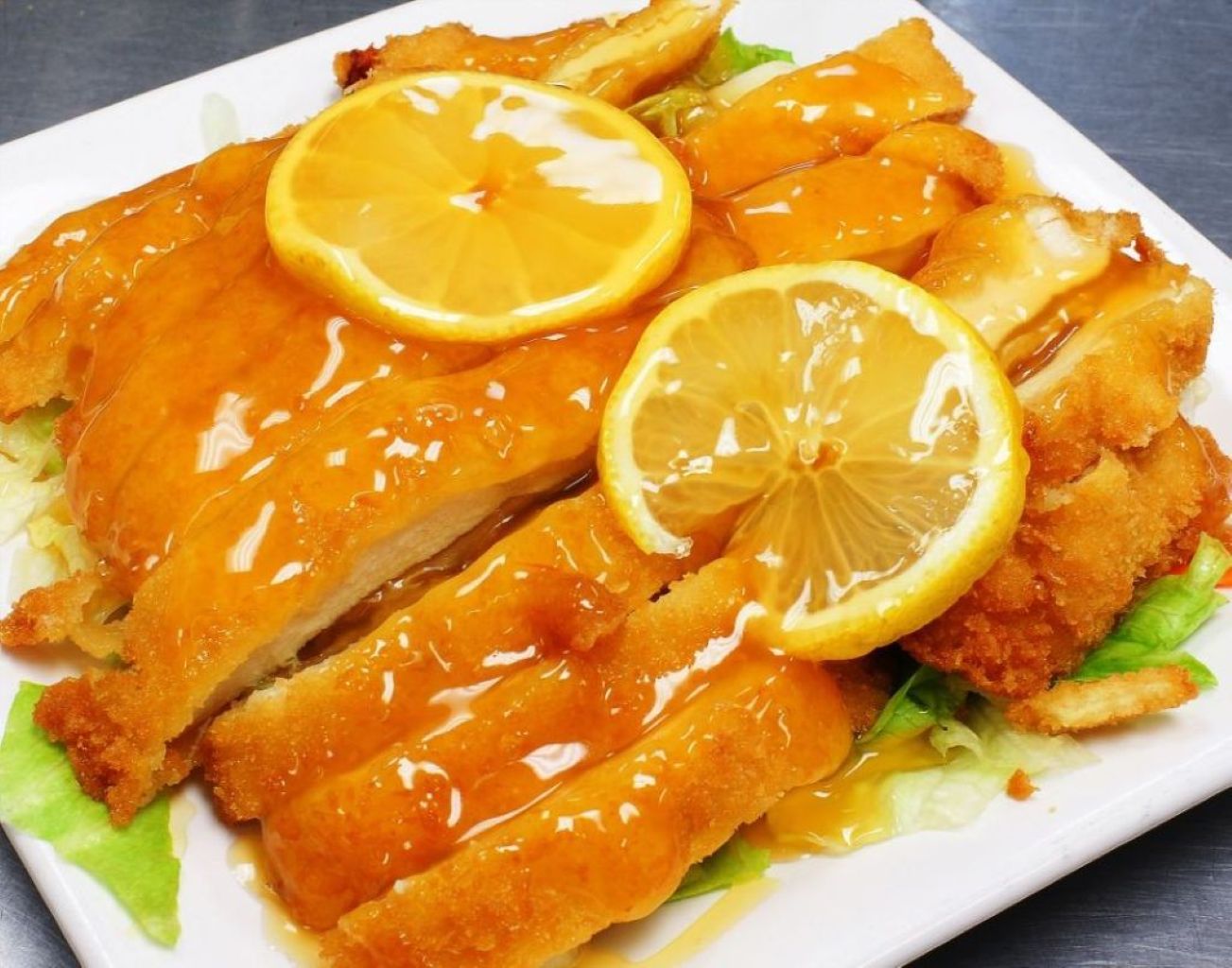 pollo crujiente al  salsa limon